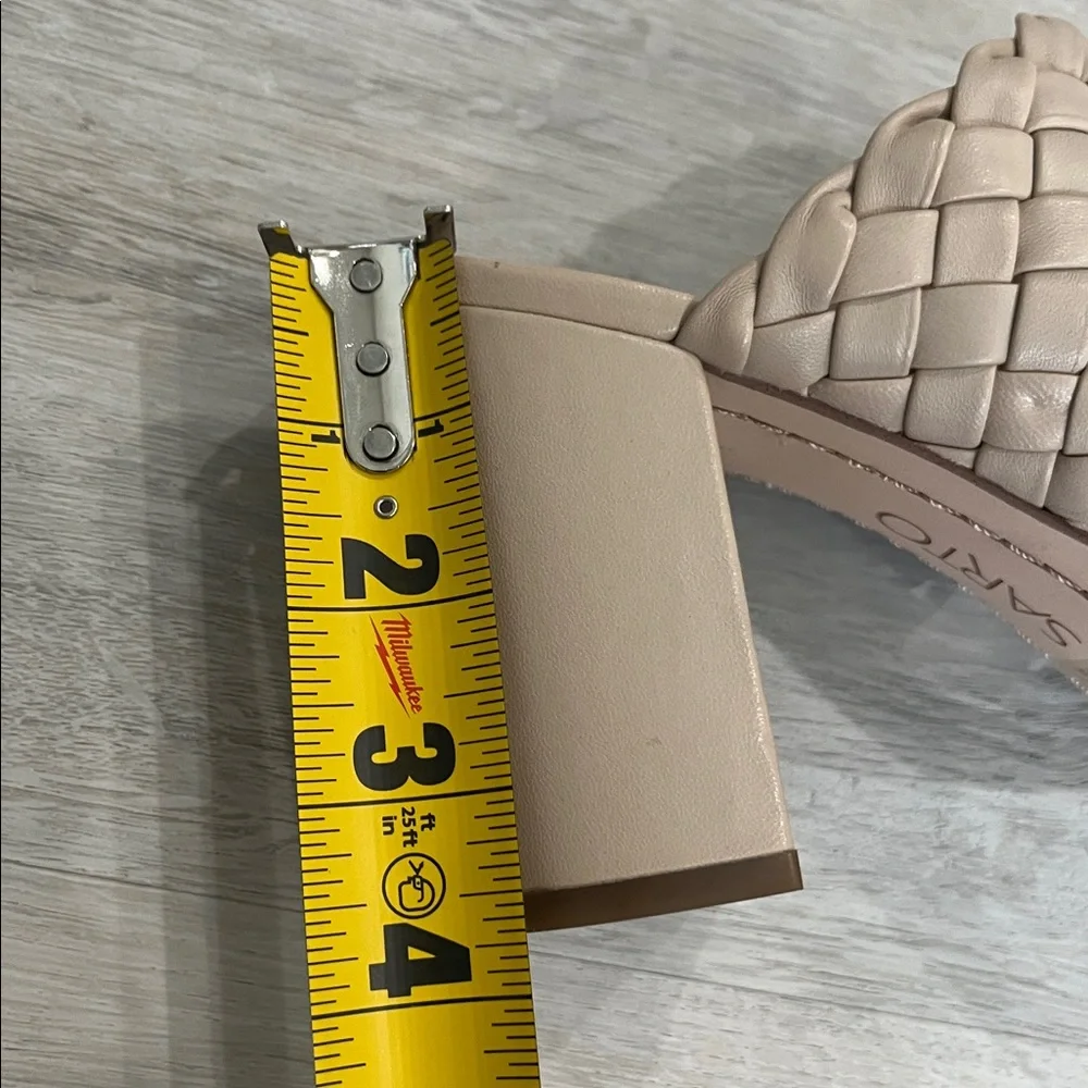 Sarto Braided Block Heel Sandals Beige Leather Womens‎ 7 Wedding Classic Chic